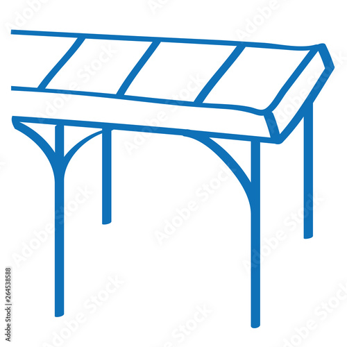 Handgezeichneter Carport in dunkelblau