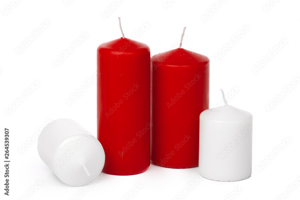 Wax colored candle isolated on white background close up Wax colored candle isolated on white background close up