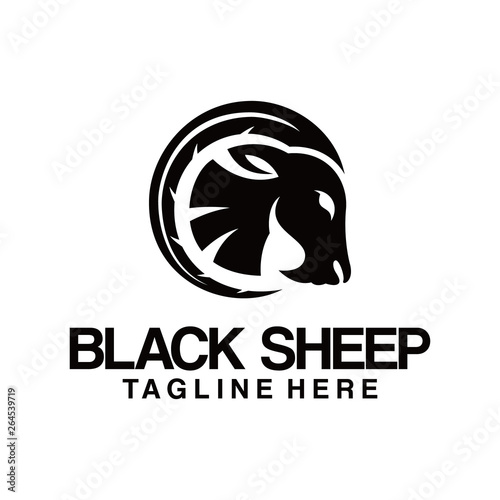 black sheep logo. head sheep logo. goat, horn, logo, sport, black, herbivore, animal, aries, wild, wildlife, zodiac, zoo, beast, circle, hunter, hunting