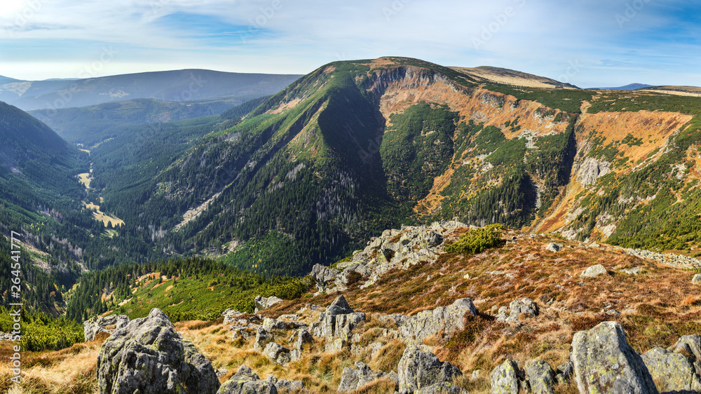 View at Studniční Hora from the trail to Śnieżka/Karkonosze Mountains/Poland/Czech Republic