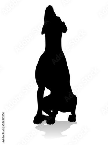 A detailed animal silhouette of a pet dog