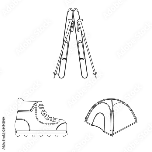 Isolated object of mountaineering and peak logo. Collection of mountaineering and camp vector icon for stock.
