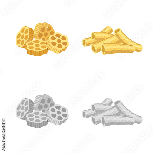 Vector design of pasta and carbohydrate icon. Collection of pasta and macaroni vector icon for stock.