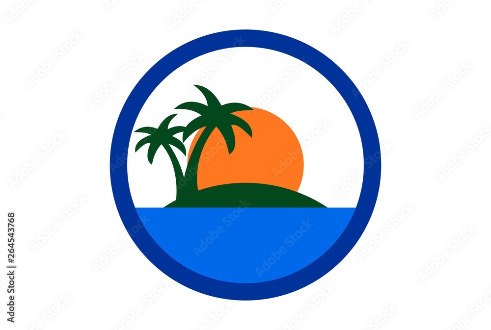 sunset island abstract logo icon