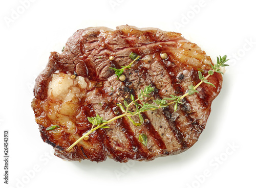 grilled steak on white background