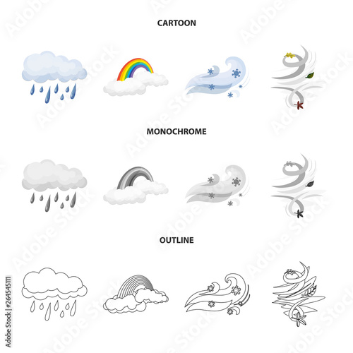 Vector illustration of weather and climate logo. Set of weather and cloud stock symbol for web.