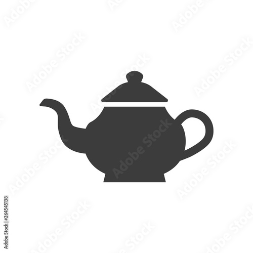 Tea pot icon on white background.