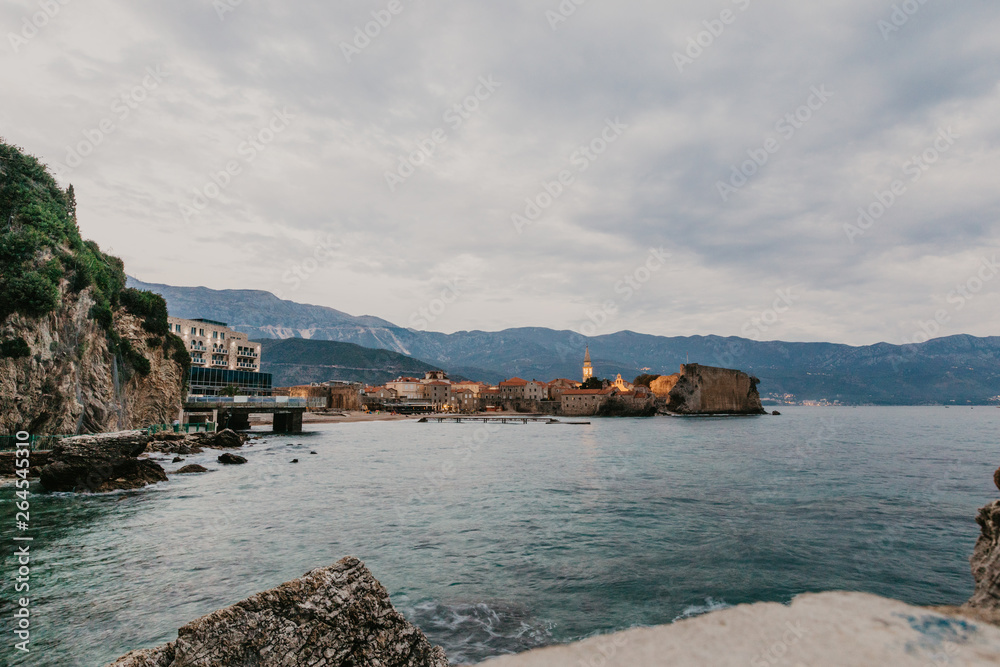 Sew view to the Old Town od Budva in Montenegro