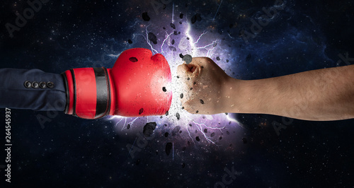 Two hands fighting with storm explosion concept   © ra2 studio