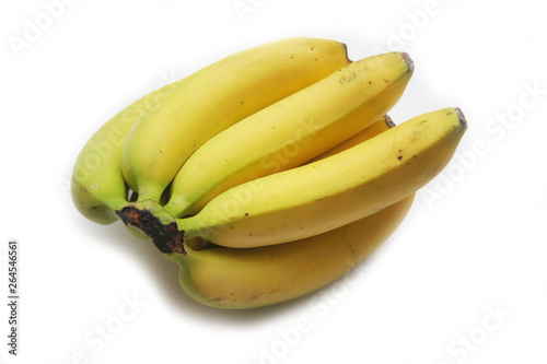 Bunch of ripe yellow bananas isolated on white background
