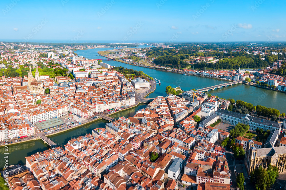 Bayonne aerial panoramic view, France - obrazy, fototapety, plakaty 