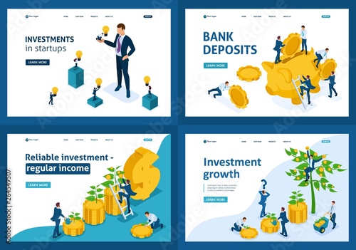 Isometric Investment Types Bank Deposit Crowdfunding
