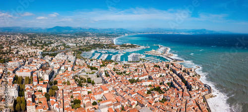 Vászonkép Antibes aerial panoramic view, France