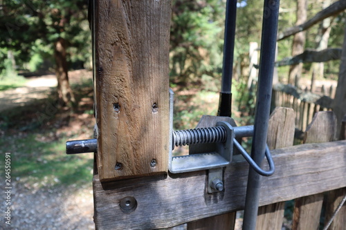 Lock on wooden fence
