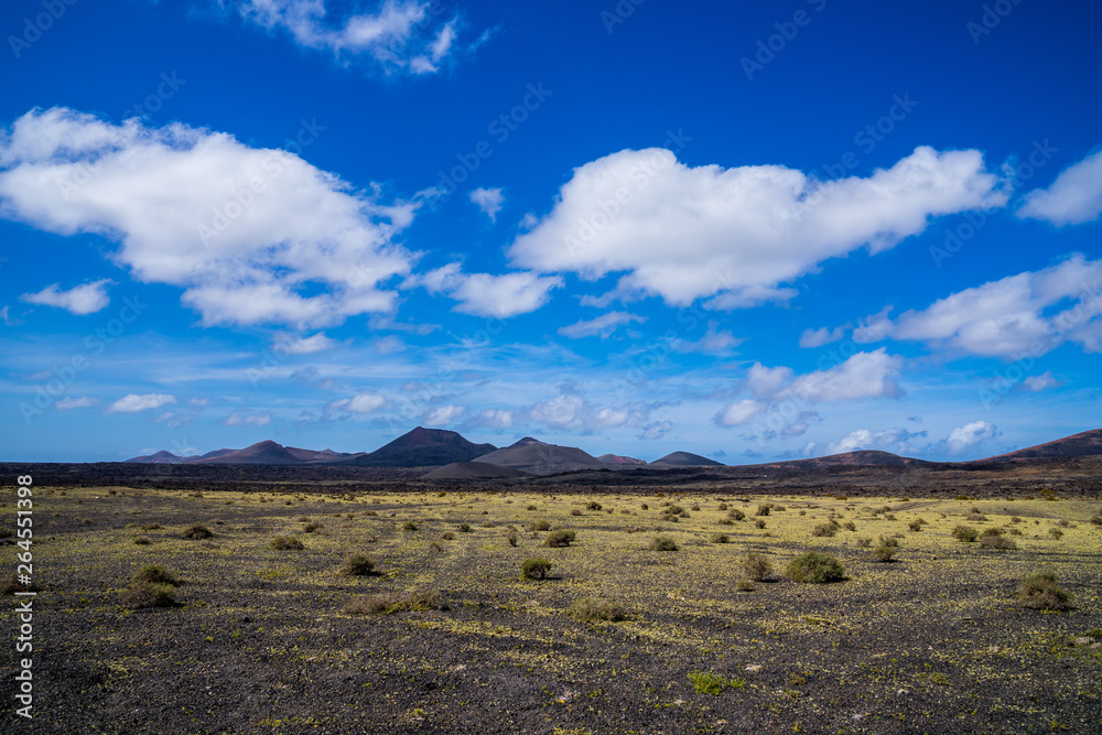 Spain, Lanzarote, Endless beautiful volcanic nature landscape of timanfaya volcanoes