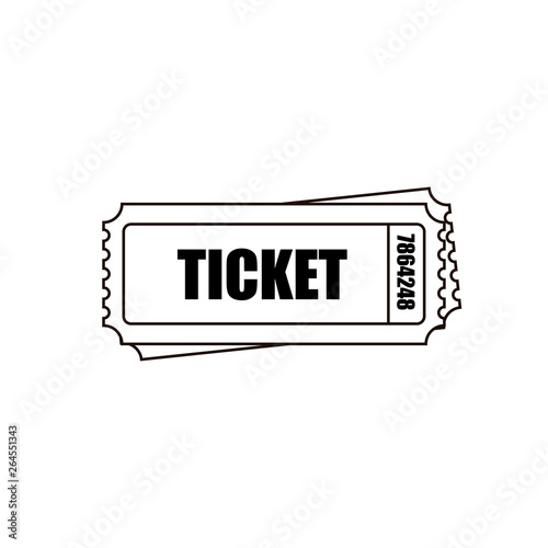 Black and white two cinema tickets icon. For your site to buy or book tickets for events, cinema or theater. - Vector