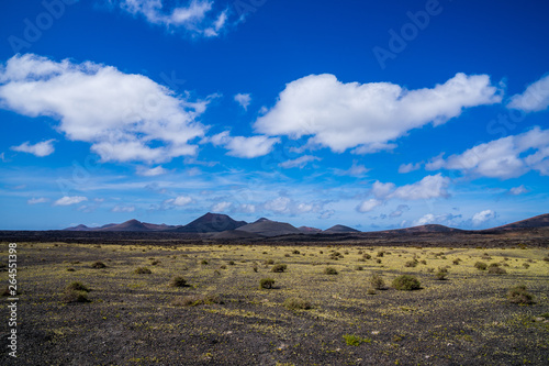 Spain, Lanzarote, Endless beautiful volcanic nature landscape of timanfaya volcanoes