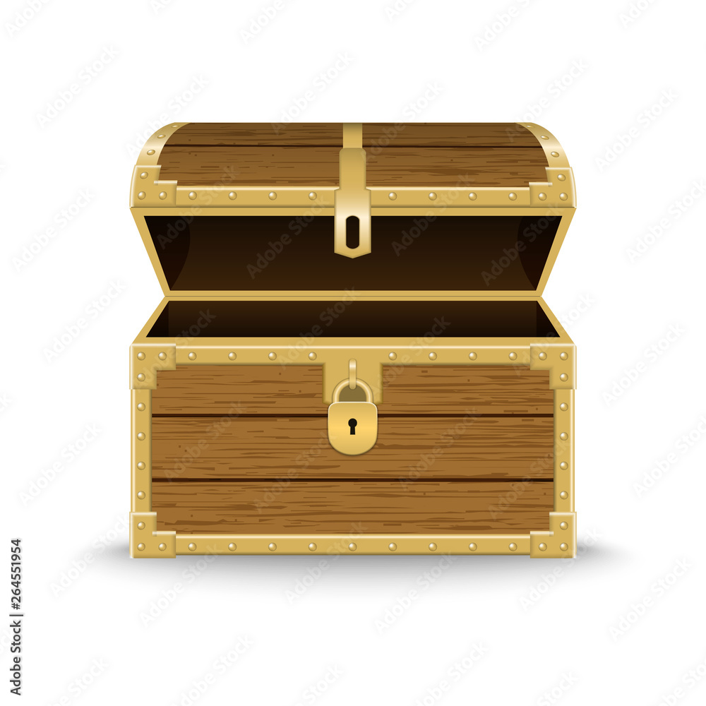 realistic wooden chest . Vector illustration Stock Vector | Adobe Stock