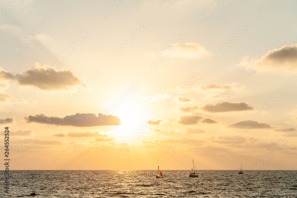 Sunset seen from the beach of Tel Aviv