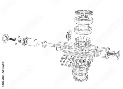 Blowout preventer. Vector rendering of 3d