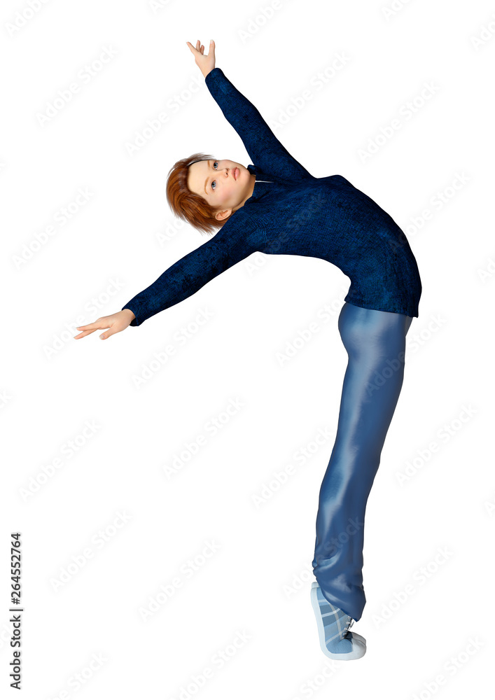 Naklejka premium 3D Rendering Teenager Girl Dancing on White