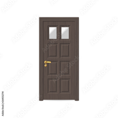 realistic wooden door isolated