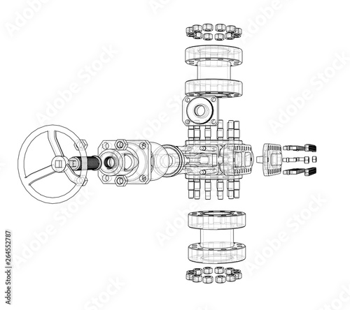 Blowout preventer. Vector rendering of 3d