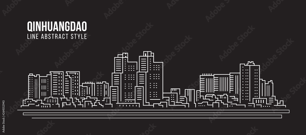 Cityscape Building Line art Vector Illustration design -  Qinhuandao city