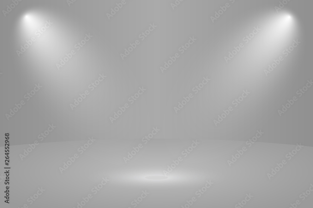 Empty white round studio room Empty white round studio room