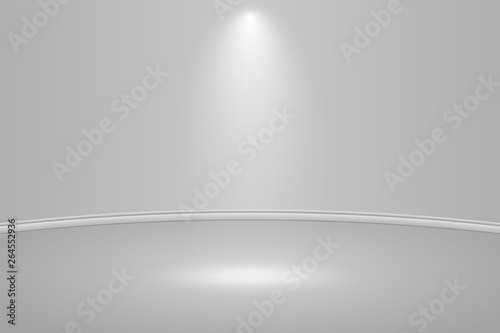 Empty white round studio room