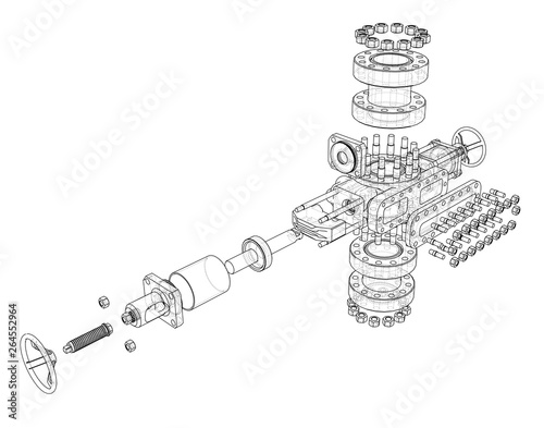 Blowout preventer. Vector rendering of 3d