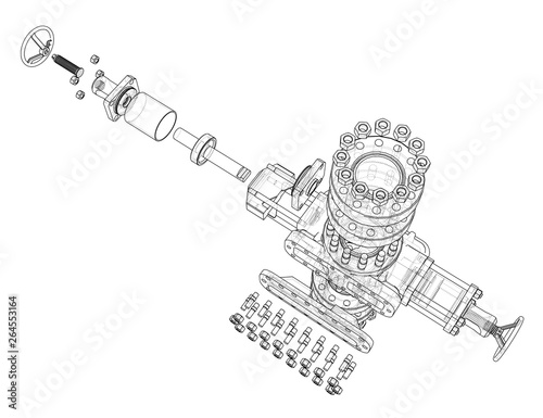 Blowout preventer. Vector rendering of 3d
