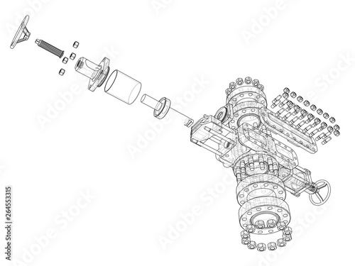 Blowout preventer. Vector rendering of 3d