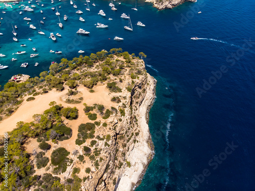 Aerial view, view over the Five Fingers Bay of Portals Vells, Mallorca, Balearic Islands, Spain