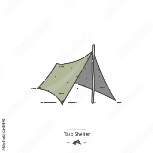 Tarp shelter - Line color icon