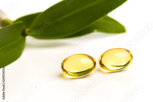 Fish oil in capsules. For health and immunity isolated on white