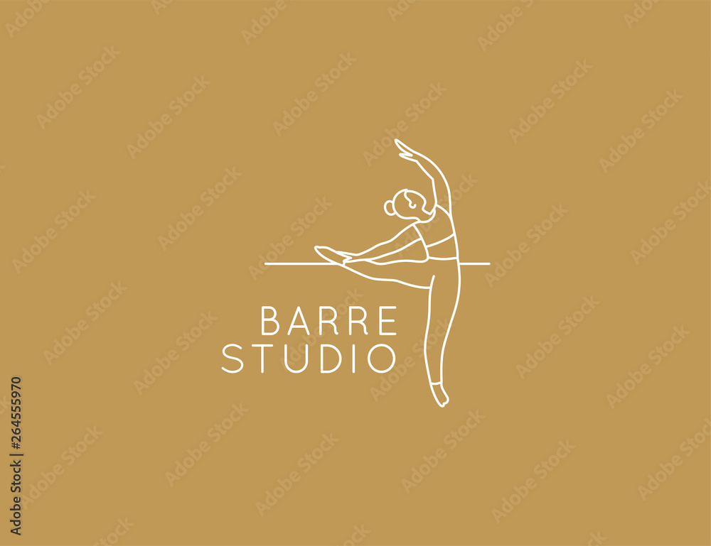 Vector abstract logo design template in trendy linear minimal style - barre studio Vector abstract logo design template in trendy linear minimal style - barre studio