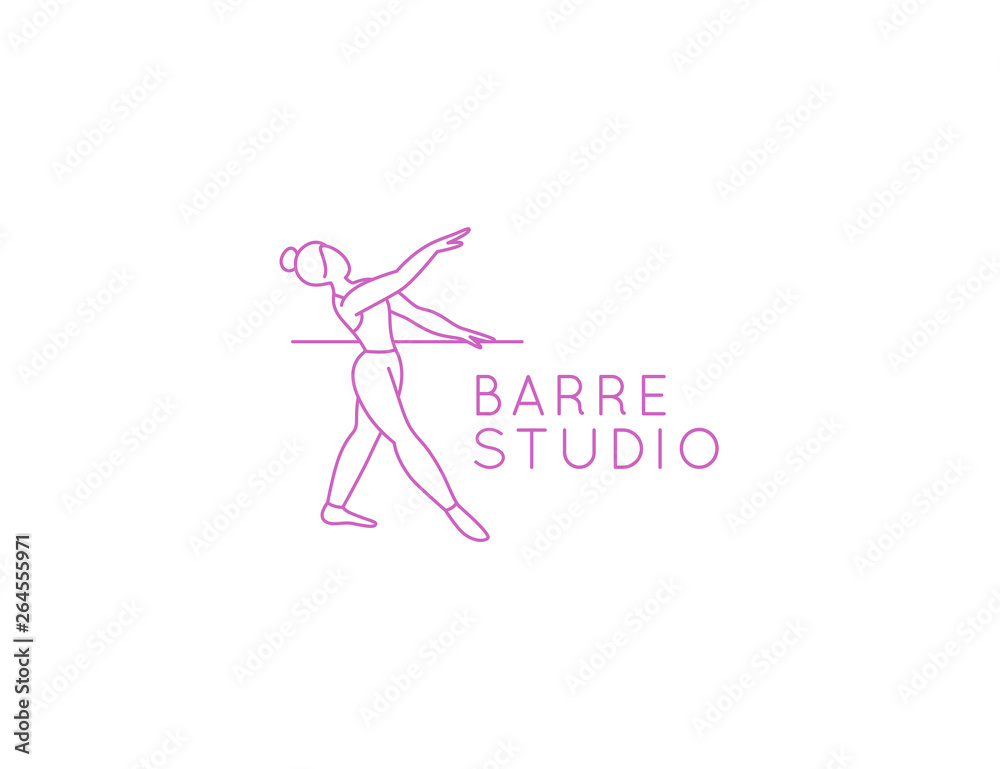 Vector abstract logo design template in trendy linear minimal style - barre studio