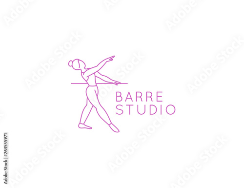 Vector abstract logo design template in trendy linear minimal style - barre studio