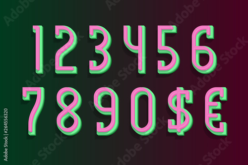 Layered numbers with currency signs in 3d urban style.