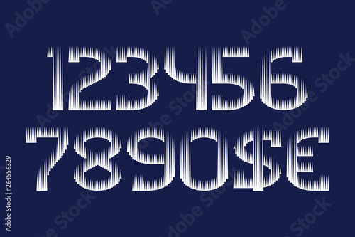 White halftone numbers with currency signs in monochrome urban style.