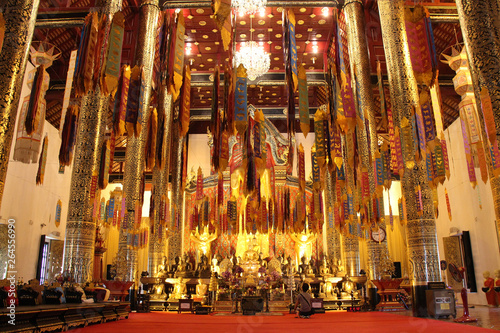 in a buddhist temple (wat chedi luang) in chiang mai (thailand) 