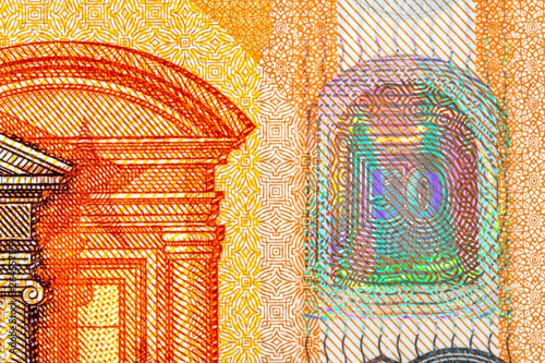 Fünfzig Euro Geldschein Detail mit Hologramm, Währung Deutschland Europa photo