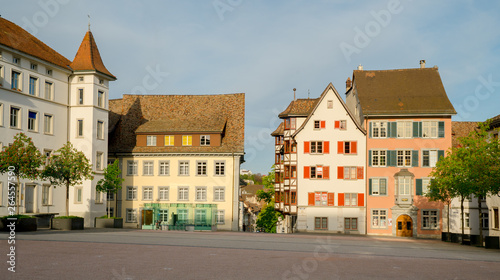 the Herrenackerplatz Square in the historic old town of Schaffhausen in Switzerland