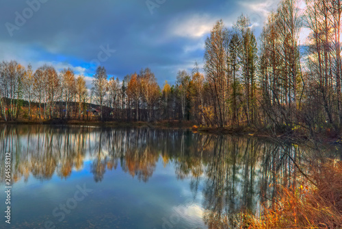 Autumn landscape sunny warm day in the forest by the river © Anatoliy