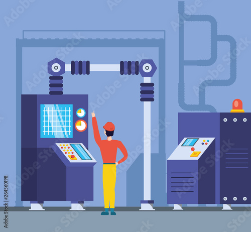 industrial worker in technified factory