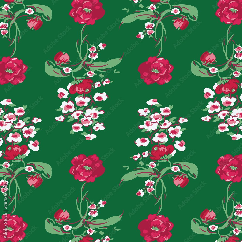 Floral bouquet pattern with small flowers and leaves