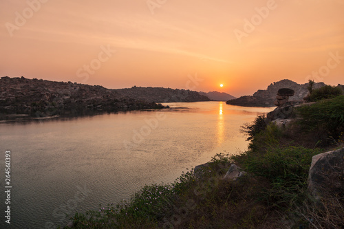 Mountain with boulders in Hampi