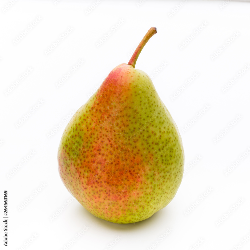 Fresh bio pear with leaves on isolated white background. Fresh bio pear with leaves on isolated white background.