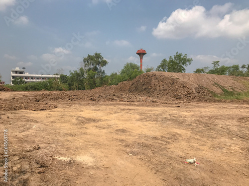 pile of cracked dry dirt in construction site